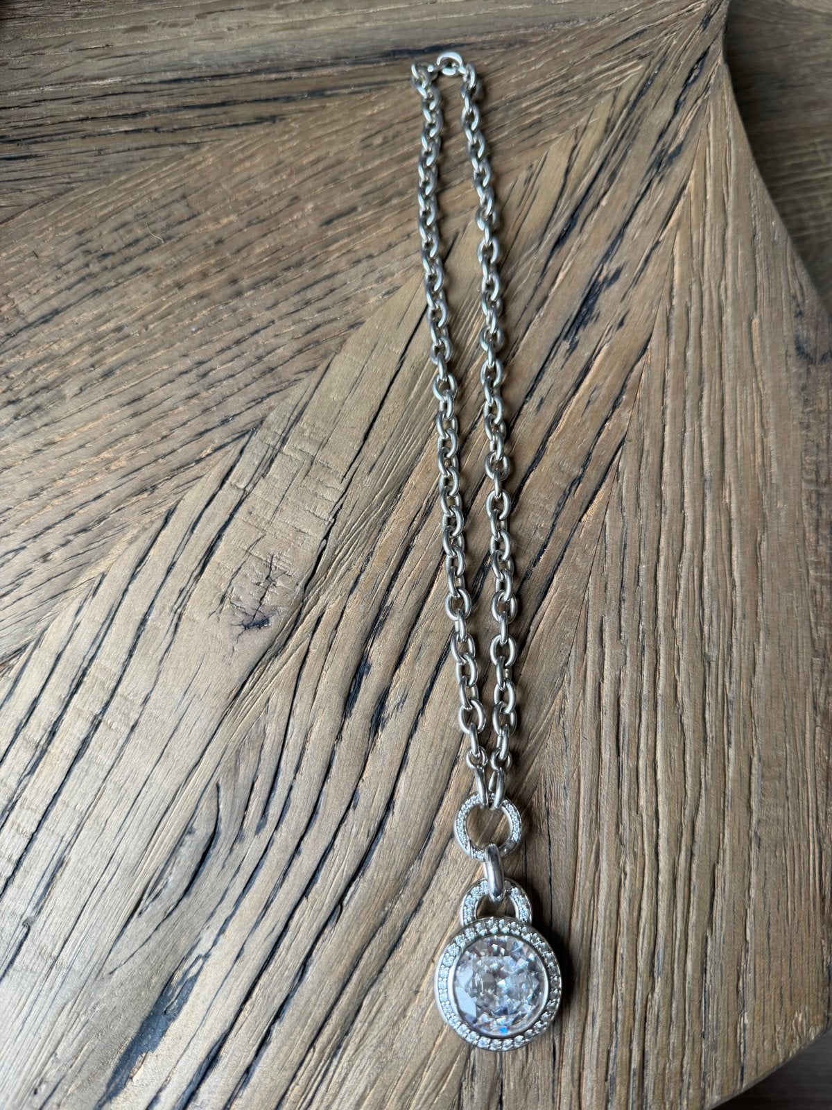 Ti Sento ketting met afneembare hanger en zirkonia, Ophalen of Verzenden, Zo goed als nieuw, Zilver, Met hanger