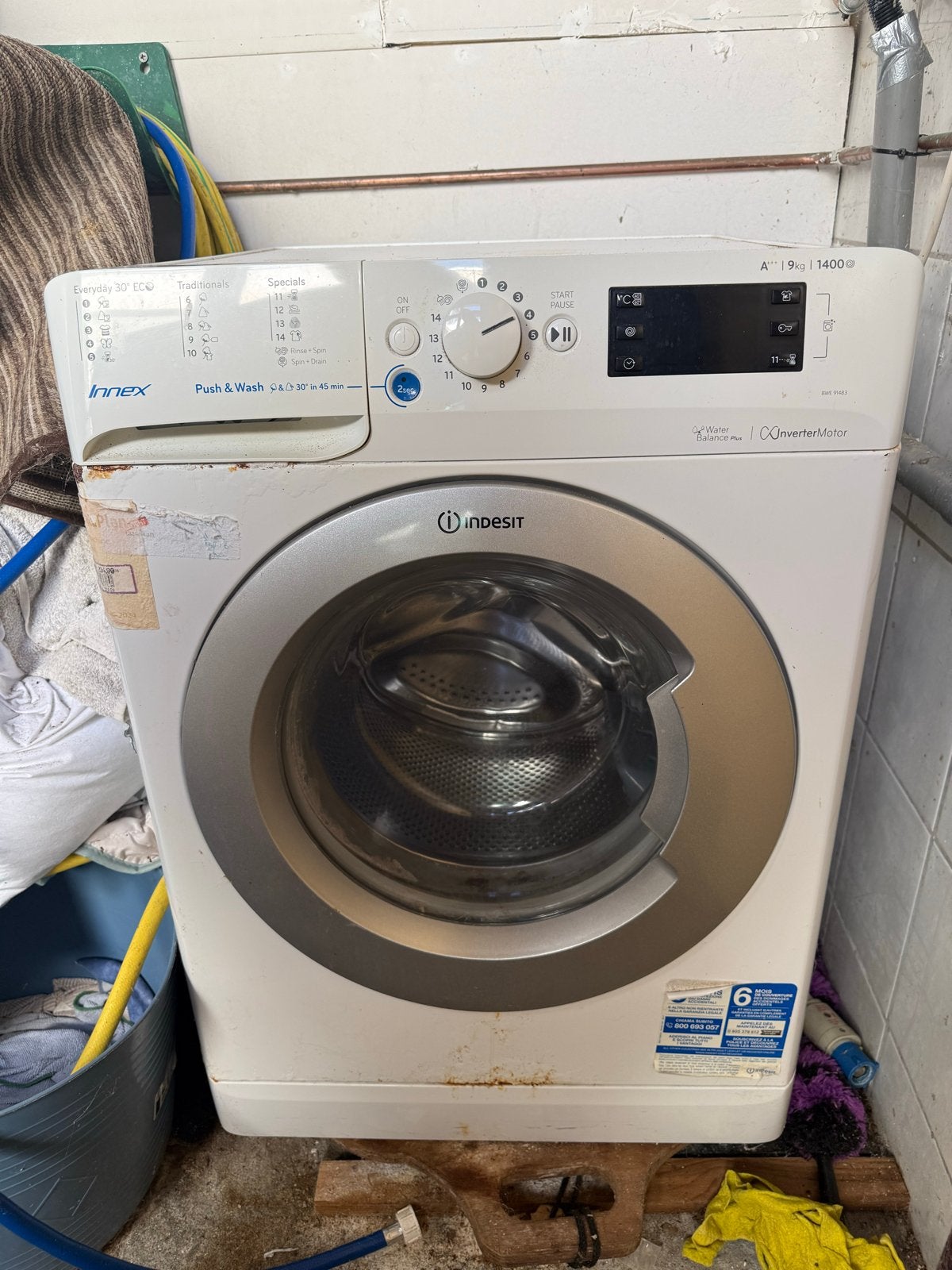 Indesit Innex Wasmachine 9kg 1400 toeren, Ophalen, 1200 tot 1600 toeren, Gebruikt, 8 tot 10 kg
