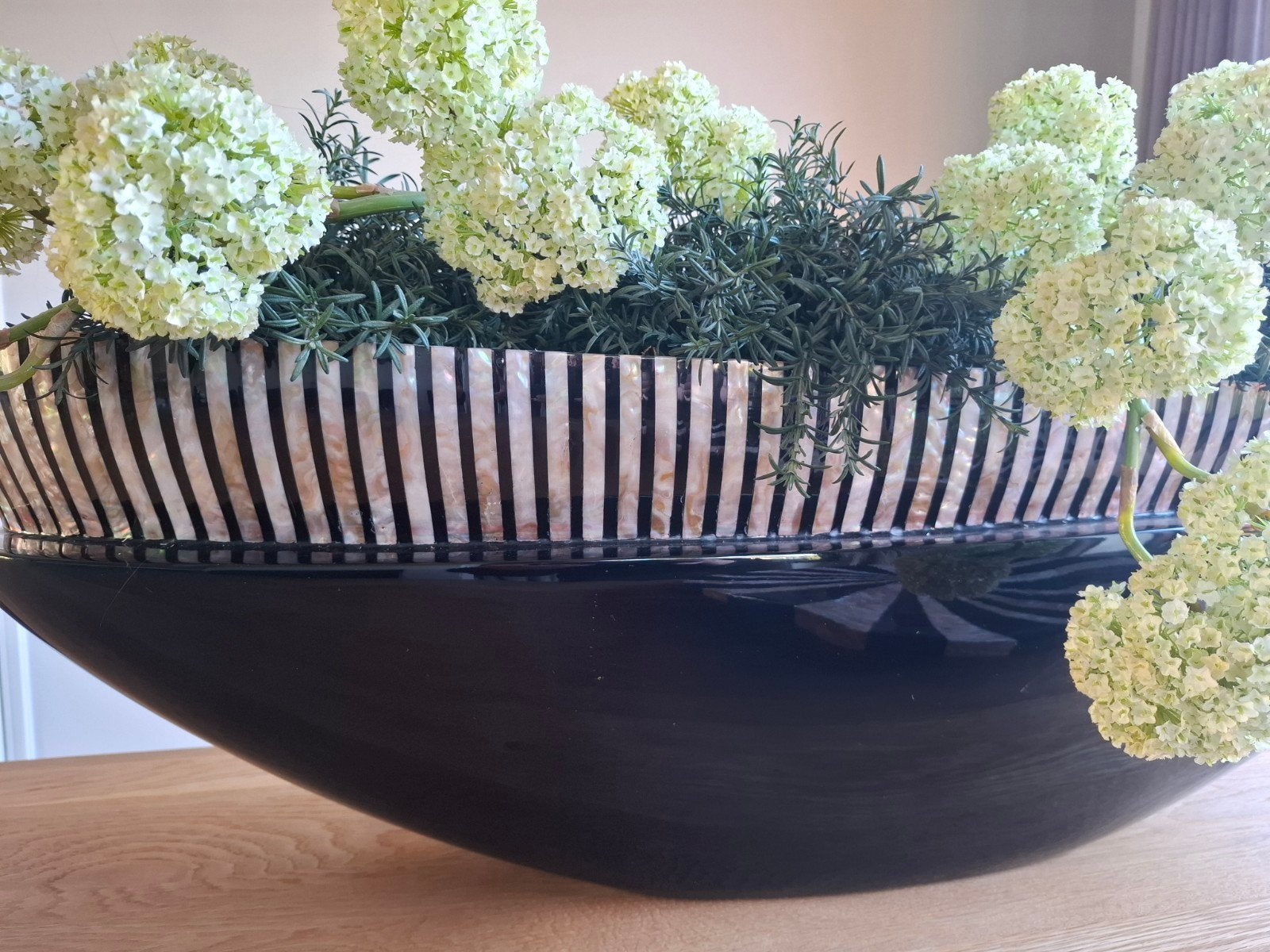DK Home bloempot met schaal, Ophalen, Overige materialen, Zwart, Met patroon/structuur