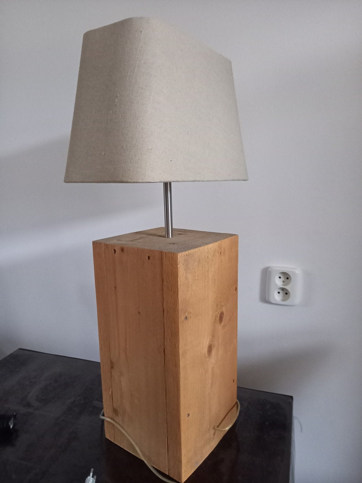 Mooie steigerhouten lamp / zuil / blok met lampenkap, Ophalen, Gebruikt