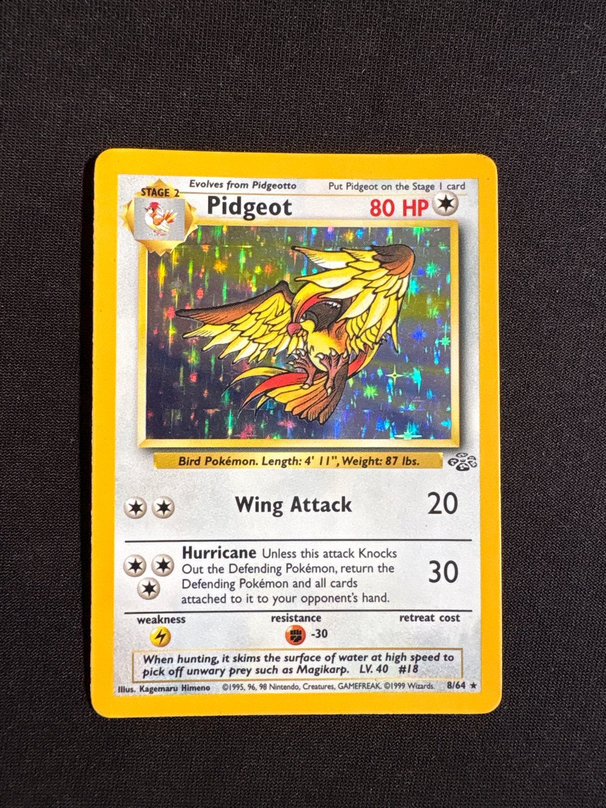 Pidgeot 8/64 Jungle Set Holo - EXC, Ophalen of Verzenden, Zo goed als nieuw, Losse kaart, Foil