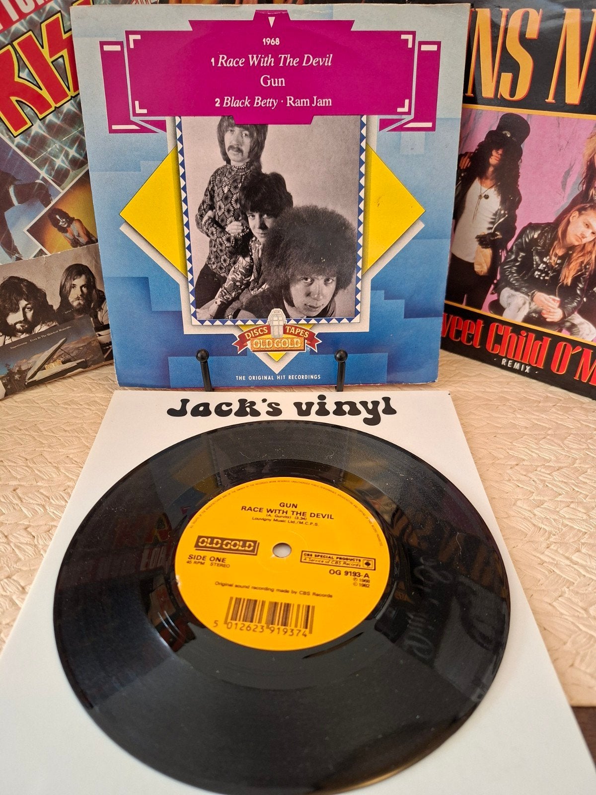 Gun - Race With The Devil / Ram Jam - Black Betty 1982, Gebruikt, 7 inch, Ophalen of Verzenden, Beschermende buitenhoes