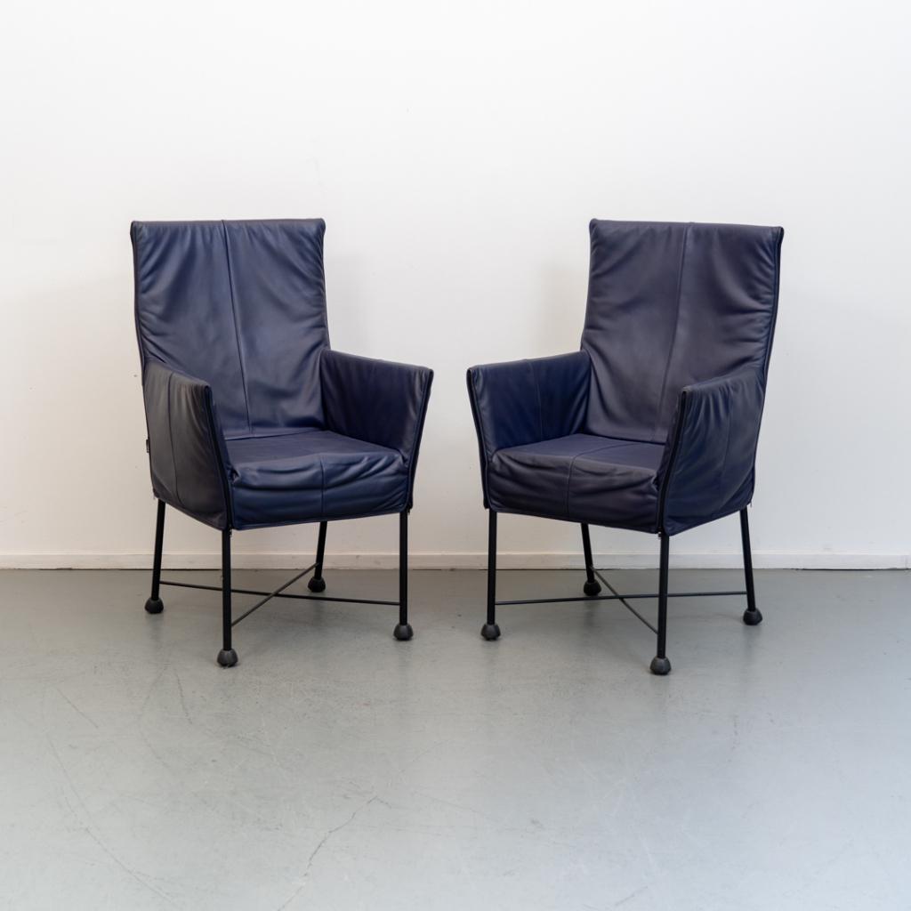 6 Montis Chaplin stoelen - paars/blauw leder, Niet ingevuld, Niet ingevuld, Leer, Ophalen of Verzenden