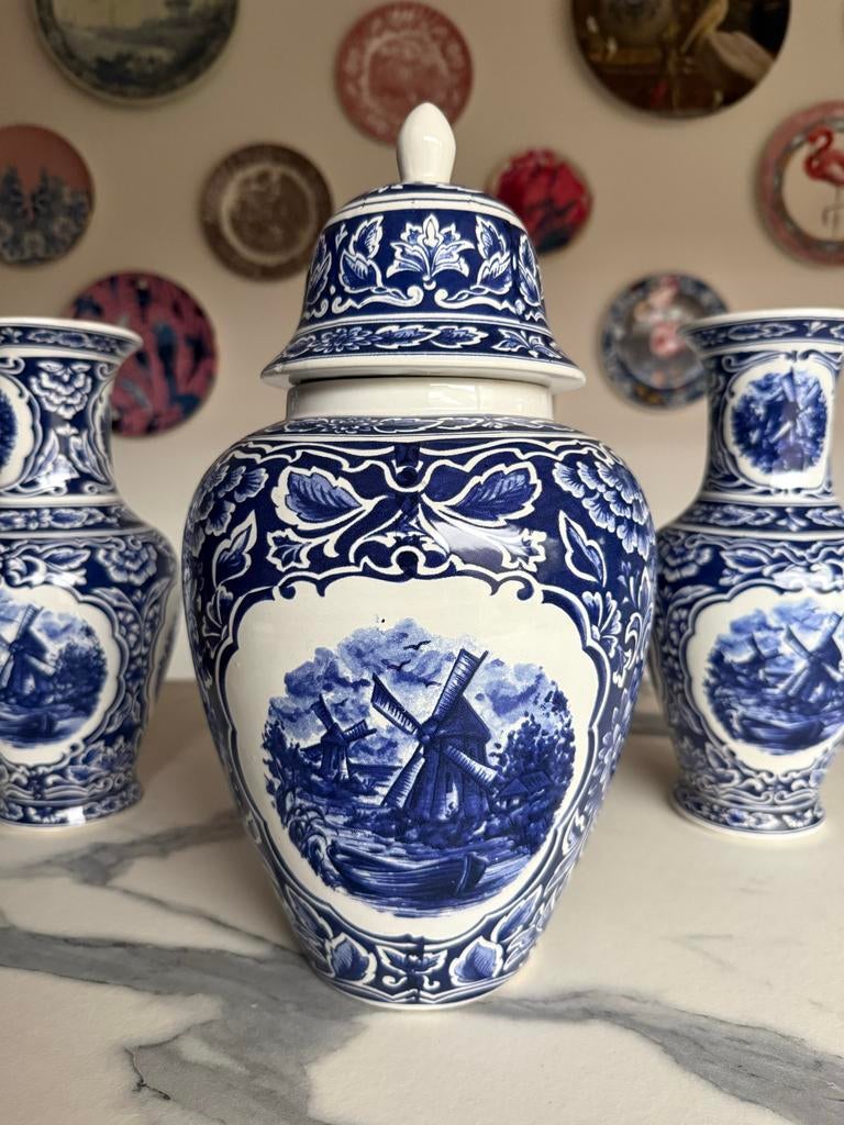 Delfts Blauw Kaststel - 't Delfts Molen, Antiek en Kunst, Antiek | Keramiek en Aardewerk, Ophalen of Verzenden