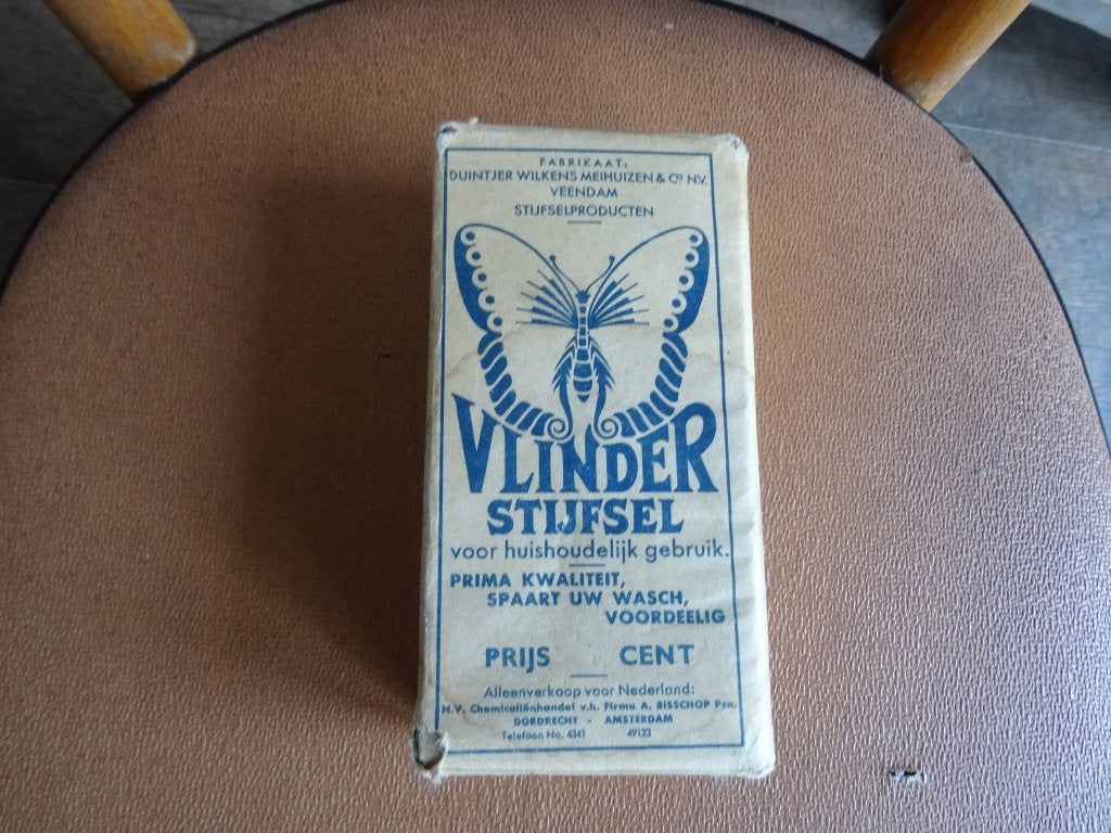 Oude verpakking Vlinderstijfsel Veendam groot formaat, Ophalen, Zo goed als nieuw, Verpakking
