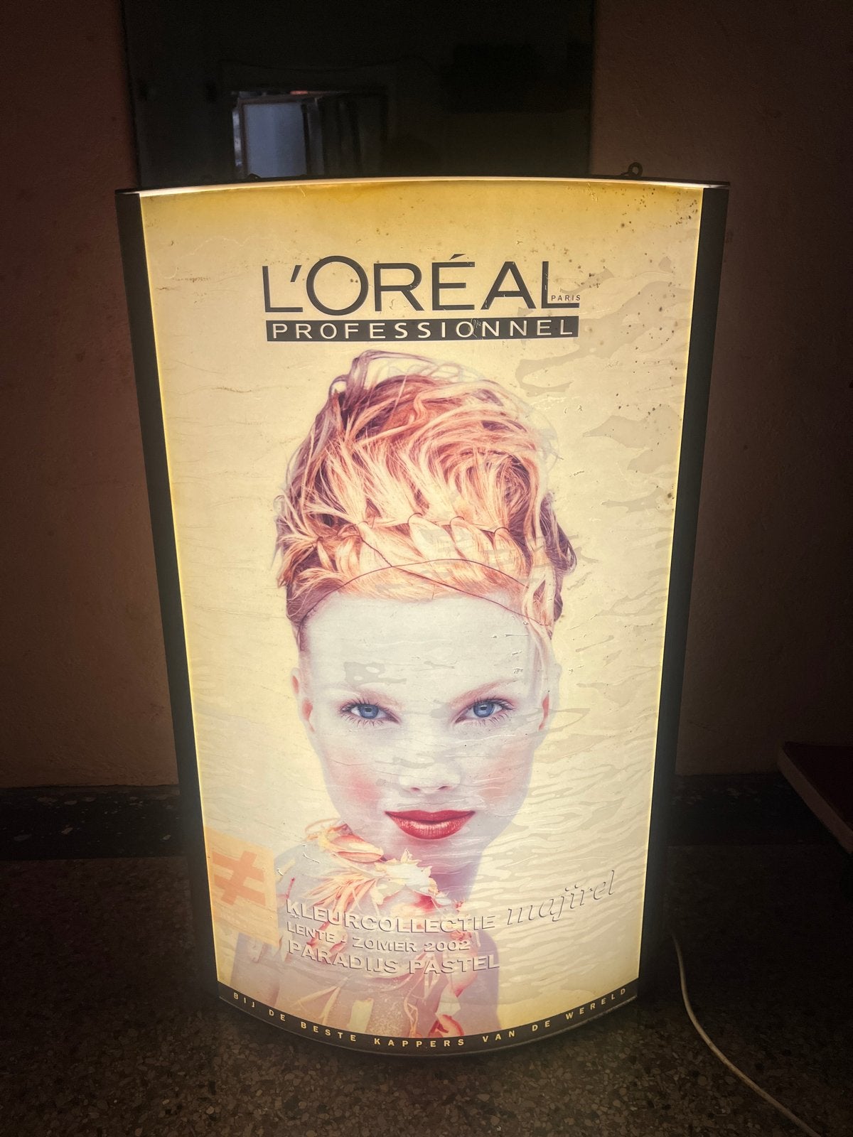 Vintage L'Oréal Professionnel Lichtreclame / Display, Verzamelen, Merken en Reclamevoorwerpen, Ophalen, Zo goed als nieuw, Lichtbak of (neon) lamp