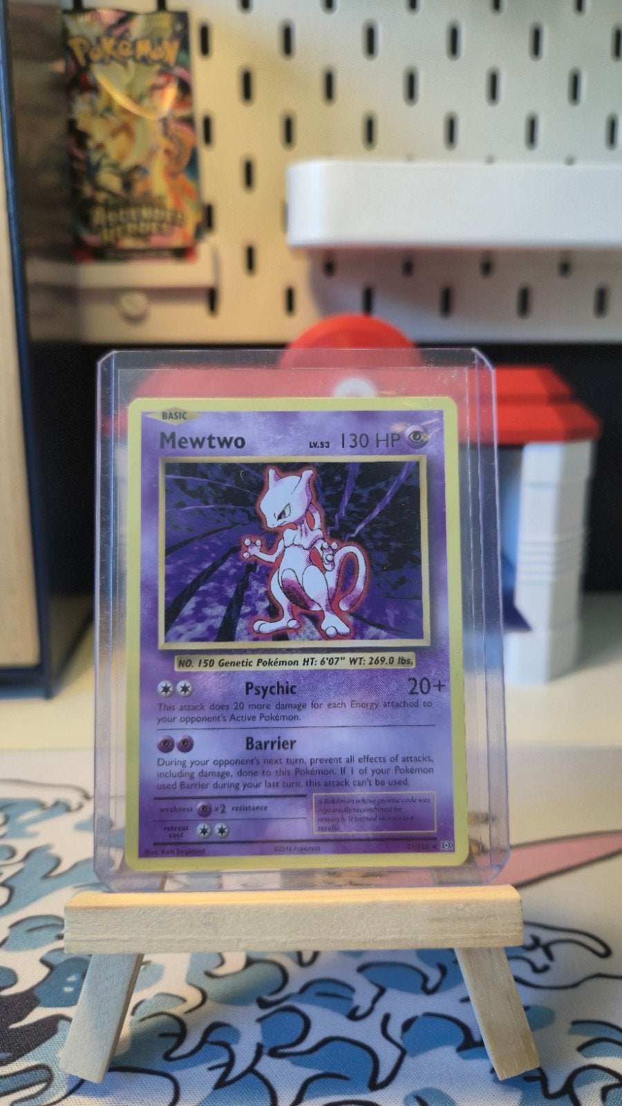 Mewtwo Pokémon kaart - Basic Psychic 130 HP, Ophalen of Verzenden, Gebruikt, Losse kaart