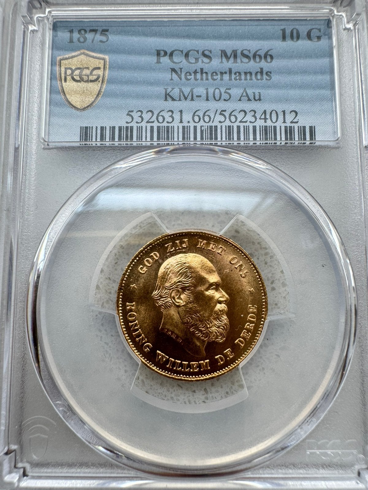 Gouden tientje Gulden Willem III 1875 MS66, Postzegels en Munten, Munten | Nederland, Koning Willem III, Losse munt, 10 gulden