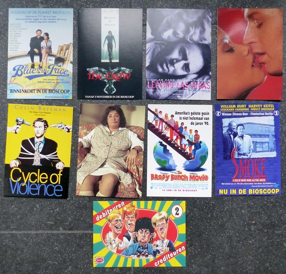 Film ansichtkaarten Flodder Debiteuren crediteuren The Crow, Verzamelen, Ophalen of Verzenden, Zo goed als nieuw, Film, Foto of Kaart