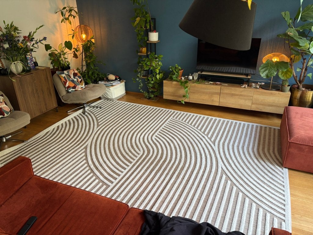 Vloerkleed Nori curves 240x330, Ophalen, Beige, 200 cm of meer, Zo goed als nieuw