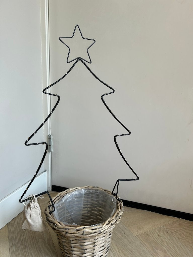Kerstdecoratie op mand met verlichting, Diversen, Kerst, Ophalen, Zo goed als nieuw