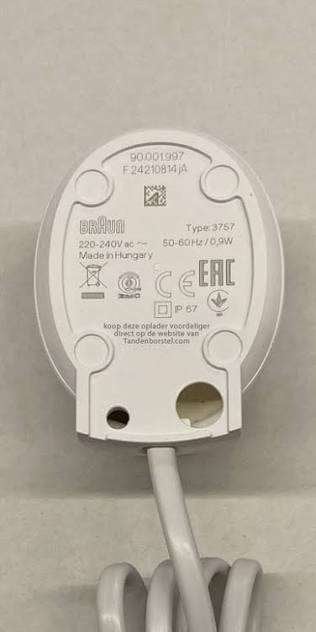 Braun Oplader Type 3757 voor Elektrische Tandenborstel, Ophalen of Verzenden, Gebruikt, Mondverzorging