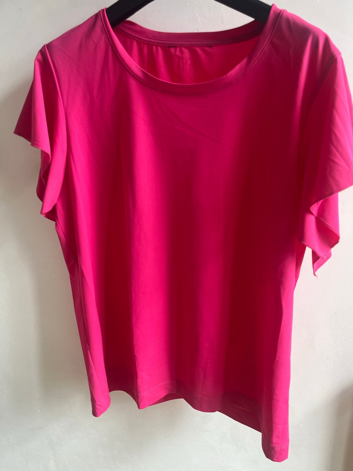 Felroze NIKKIE T-shirt met korte roezel mouwen, Maat 42/44 (L), Ophalen of Verzenden, Zo goed als nieuw, Korte mouw