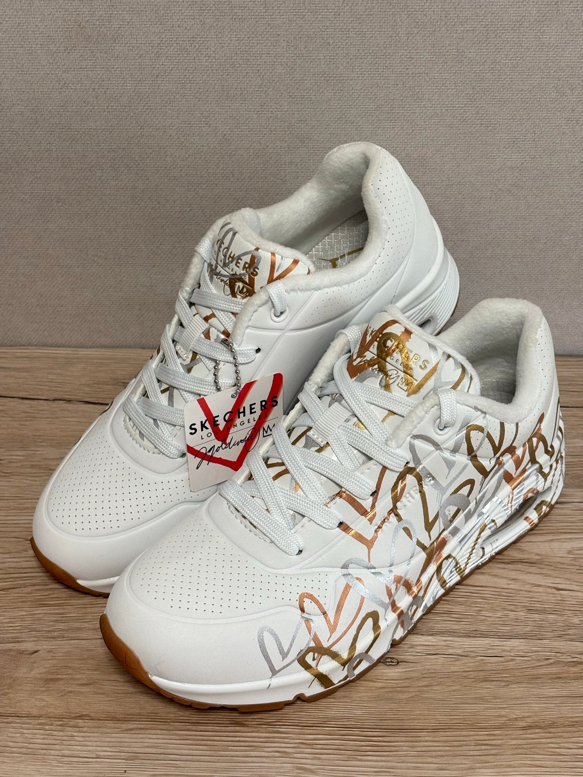 Skechers Uno Metallic Love Sneakers Wit/Goud Maat 38 - 1827, Wit, Nieuw, Ophalen of Verzenden, Sneakers of Gympen
