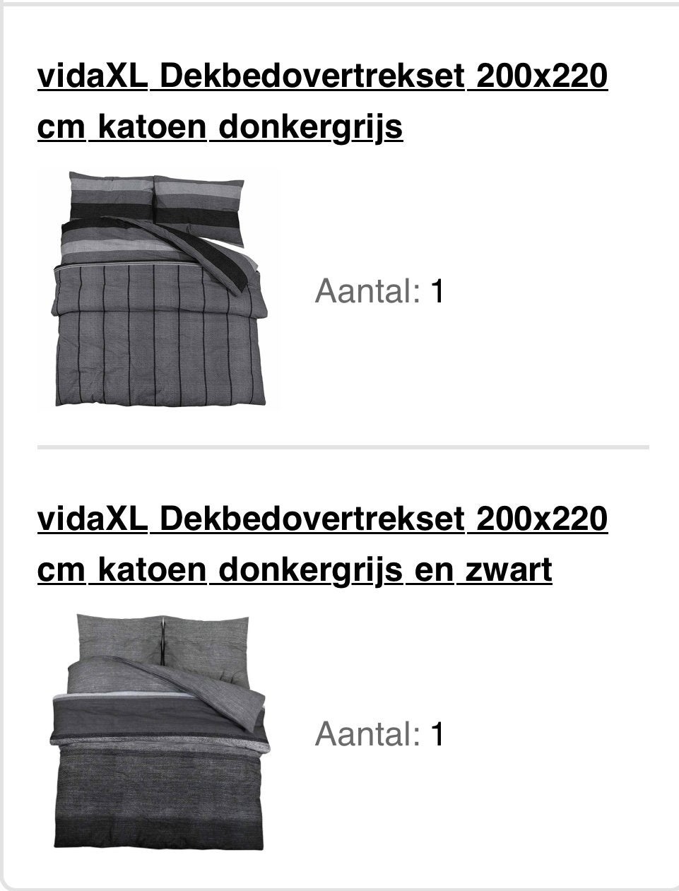 Twee Dekbedovertrekken VidaXL 200x210 !!!, Huis en Inrichting, Dekbedovertrek, Katoen, Ophalen of Verzenden, Inclusief kussenslopen