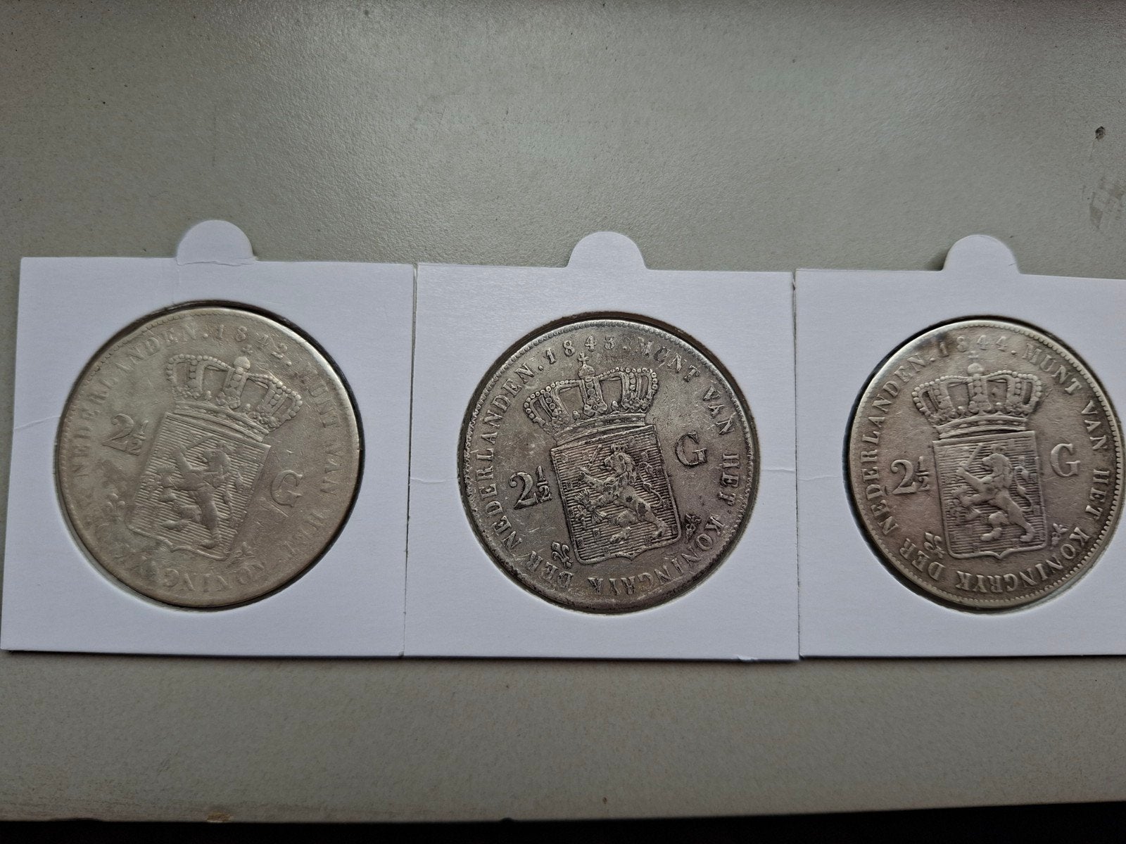 Rijksdaalder 1842 1843 1844 2½ gulden munten willem 2, Setje, Zilver, Ophalen of Verzenden, 2½ gulden
