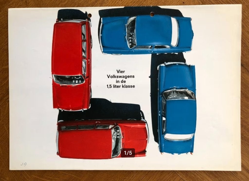 Vier Volkswagens in de 1,5 liter klasse - folder 1964, Boeken, Auto's | Folders en Tijdschriften, Volkswagen, Verzenden, Zo goed als nieuw