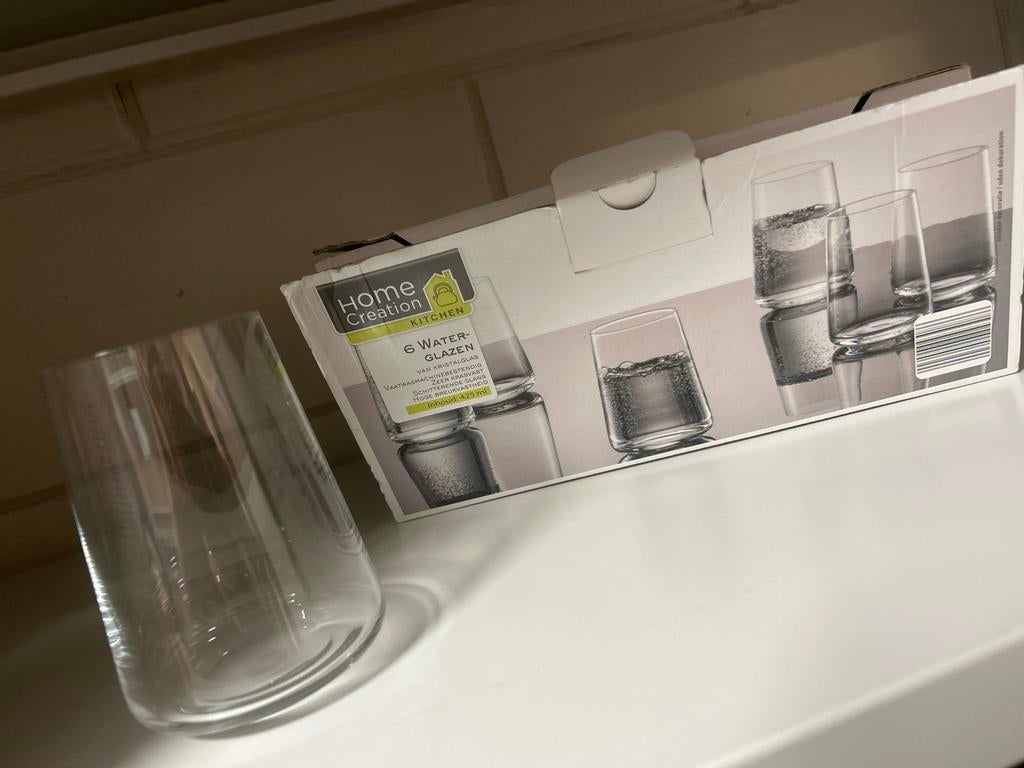 Nieuwe waterglazen in doos - Home Creation Kitchen, Ophalen of Verzenden, Nieuw, Glas, Glas of Glazen