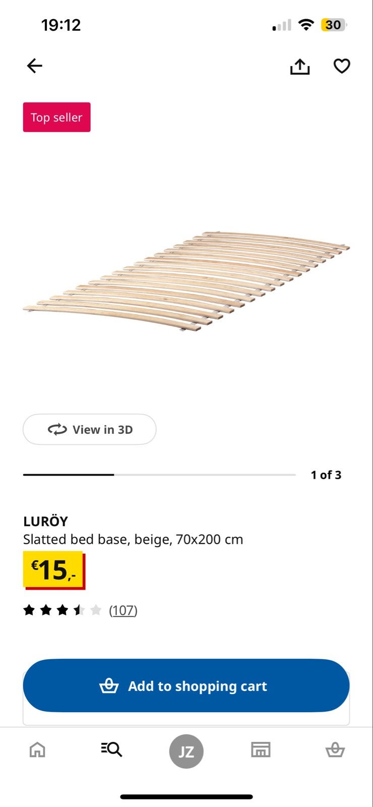 LURÖY Lattenbodem, beige, 70x200 cm, Ophalen, Beige, Zo goed als nieuw, 200 cm