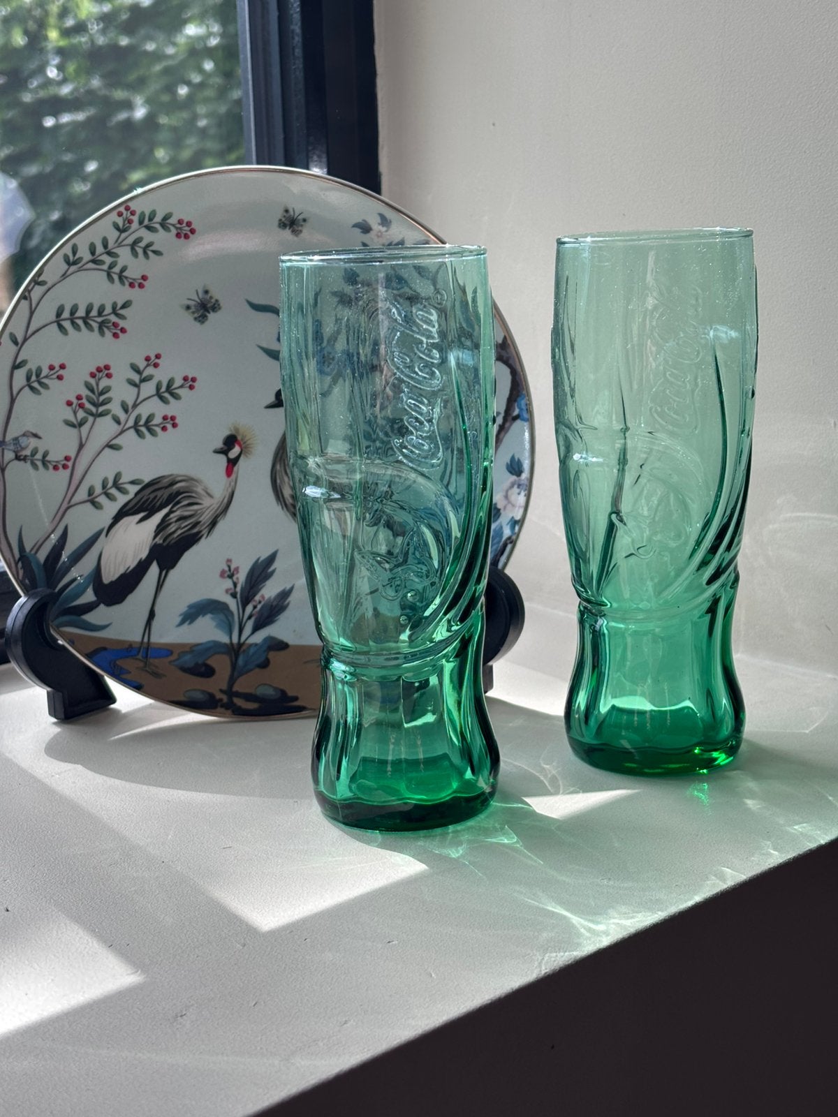 2 limited edition glazen Coca-Cola groen McDonald’s retro, Ophalen of Verzenden, Zo goed als nieuw, Frisdrankglas