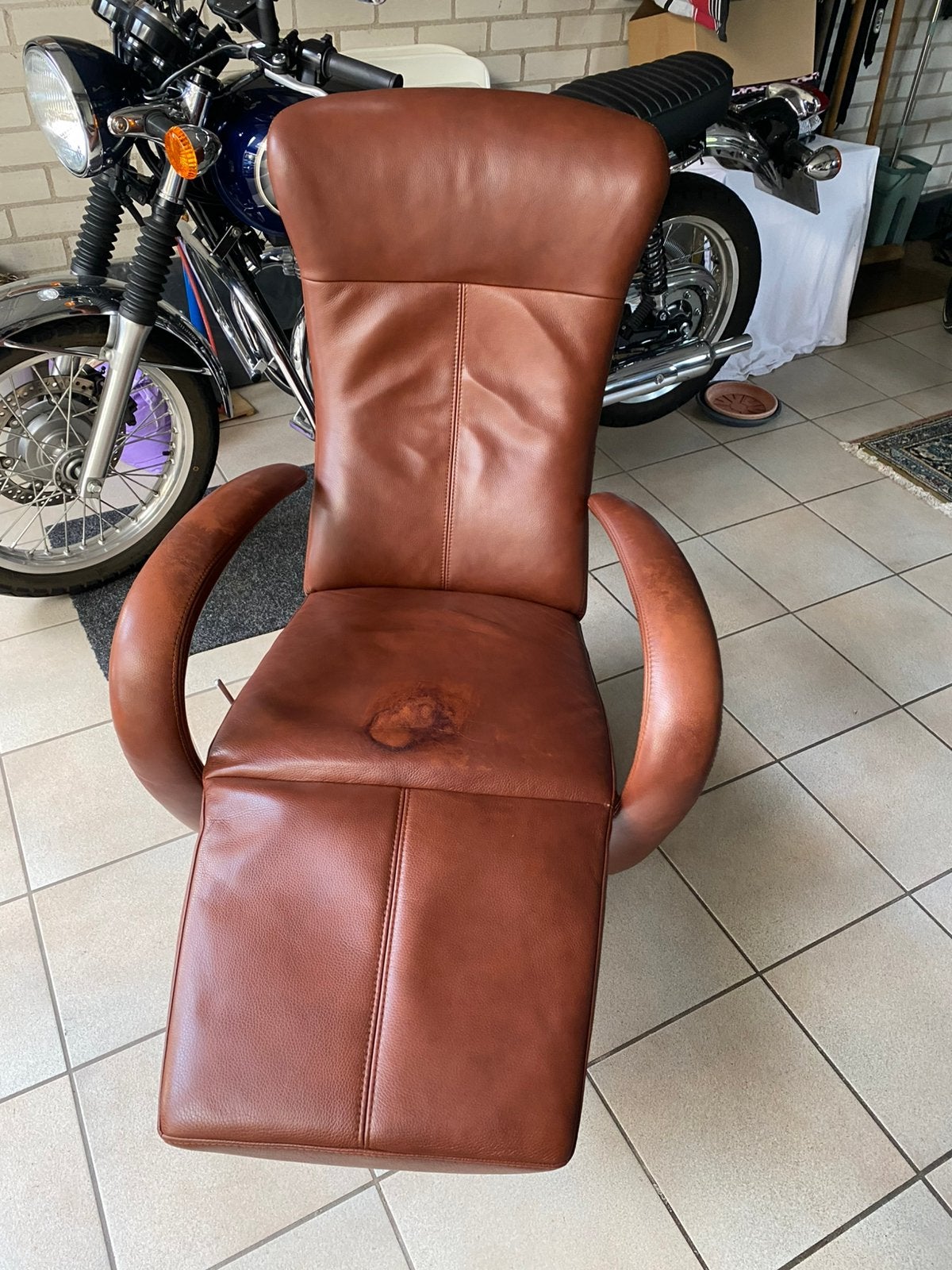 Fauteuil Stoel, Ophalen, Gebruikt, 50 tot 75 cm, Leer