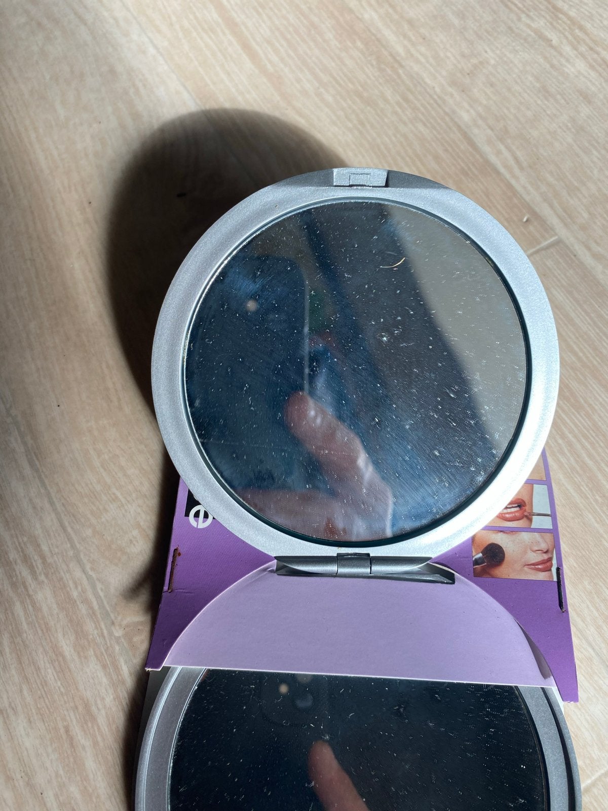Compacte make-up spiegel 5x vergroting, Gehele gezicht, Nieuw, Ophalen of Verzenden, Grijs