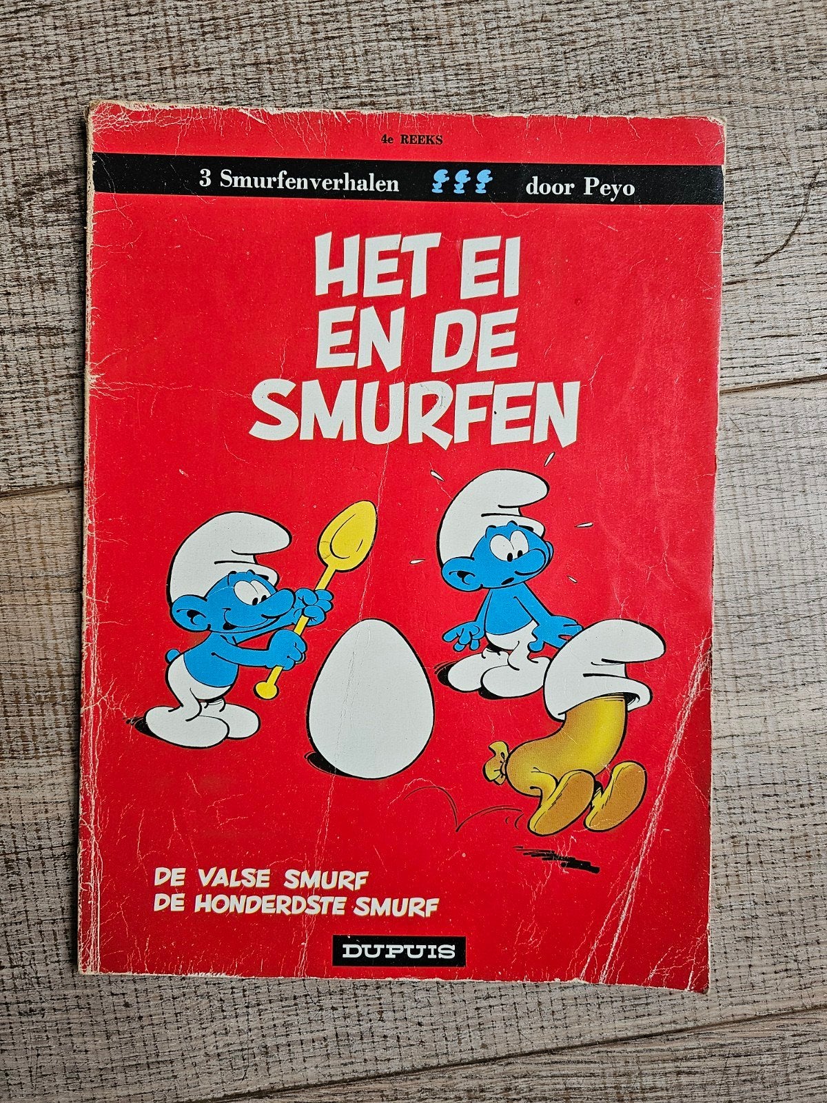 stripboek 3 Smurfenverhalen, 4e reeks, Verzamelen, Ophalen of Verzenden, Gebruikt, Verschillende Smurfen, Stripboek