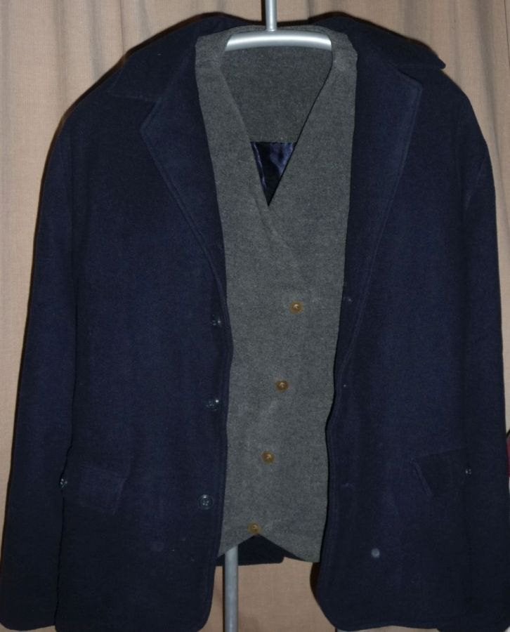 Klassiek heren colbert jas en vest, Ophalen of Verzenden, Gedragen, Maat 52/54 (L), Blauw