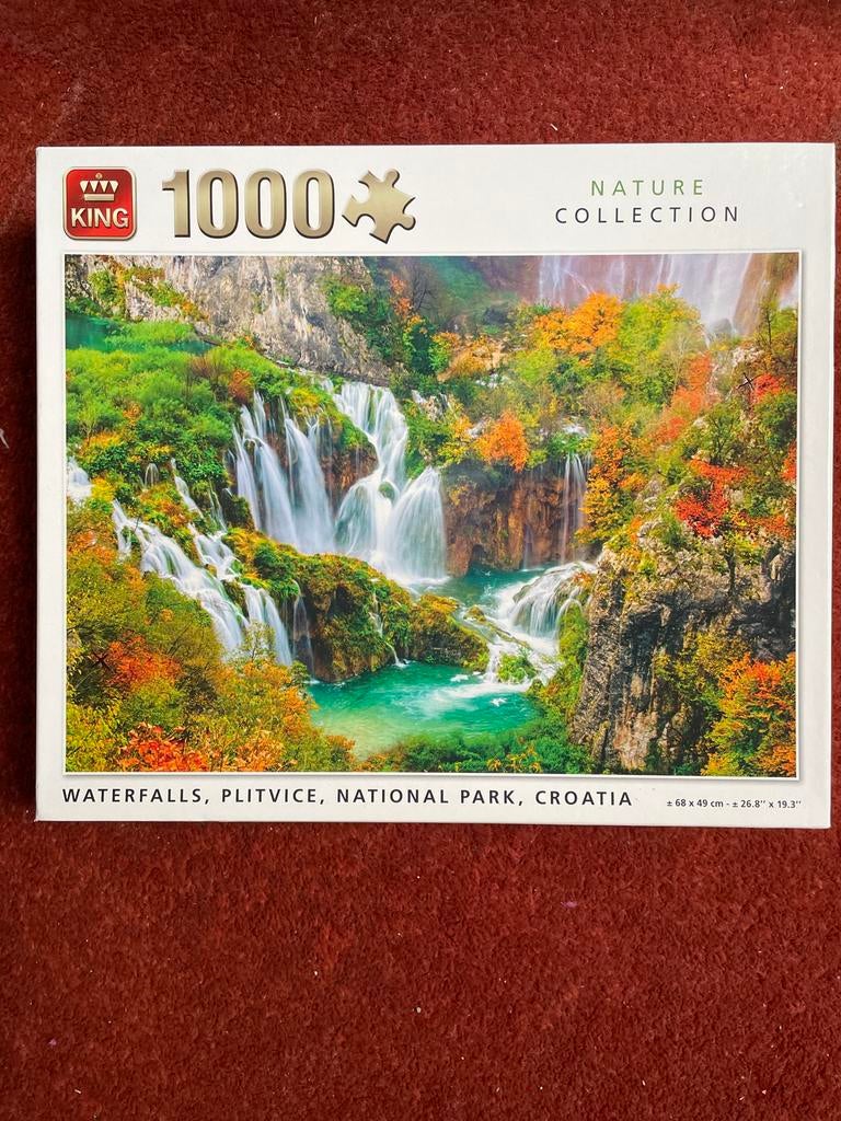 King Puzzel 1000 stukjes - Plitvice Watervallen, Ophalen of Verzenden, 500 t/m 1500 stukjes, Zo goed als nieuw, Legpuzzel