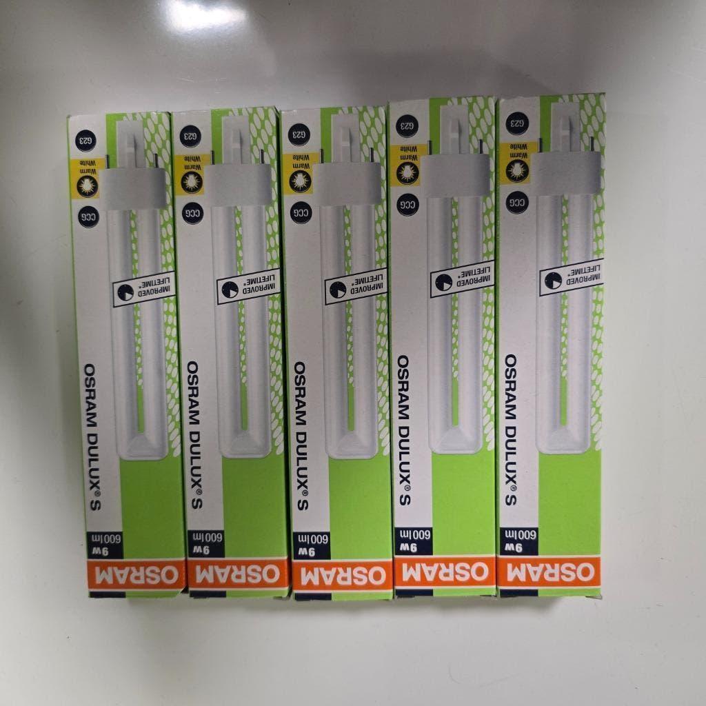 Osram Dulux S Spaarlamp - warm wit - 9W (5 stuks), Led-lamp, Minder dan 30 watt, Nieuw, E27 (groot)