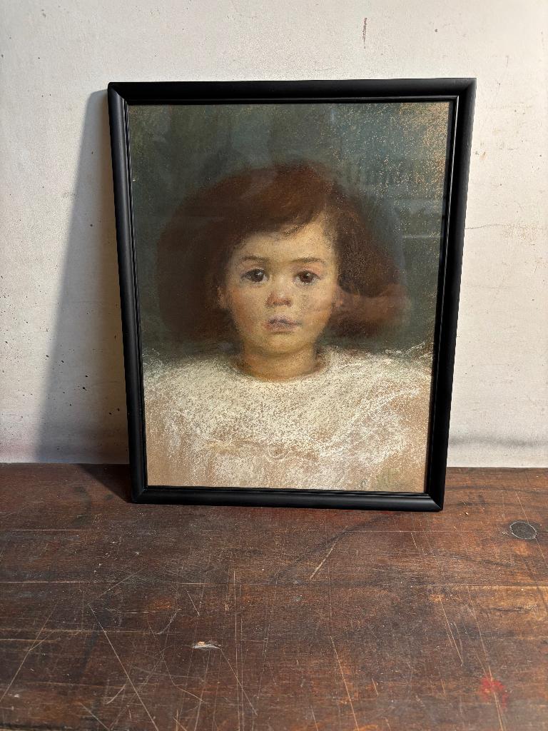 Portret jong meisje, Holland, pastel, rond 1930, Ophalen of Verzenden