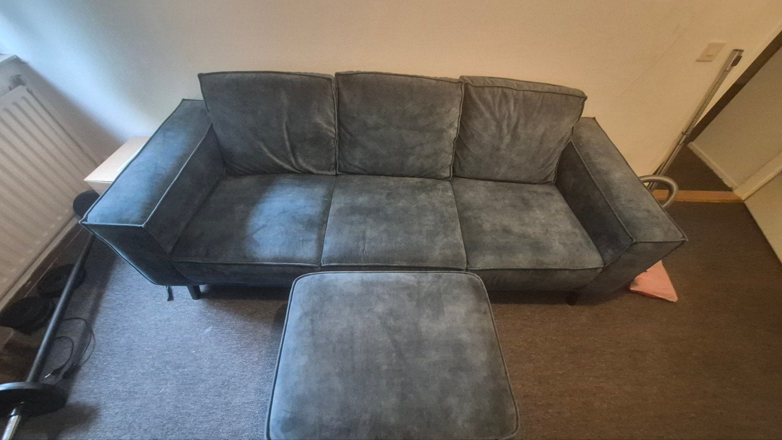 Bank 3 Zits met Hocker, Ophalen, Gebruikt, Stof