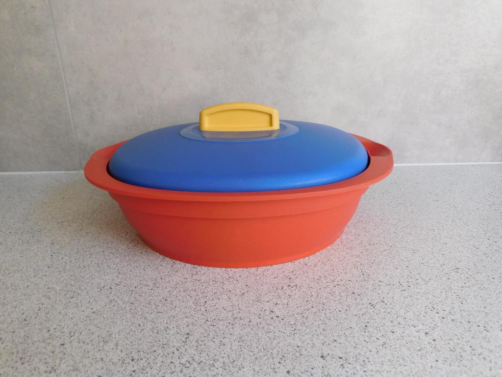 Tupperware Serveer Schaal 1 Ltr. plus Lepel Memphis, Ophalen of Verzenden, Zo goed als nieuw, Blauw, Schaal