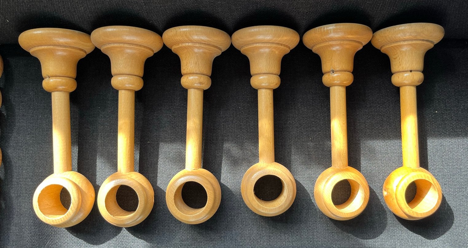 Vintage houten gordijnroede steun/houder per stuk te koop, Gebruikt, Bruin, Hout, Ophalen of Verzenden