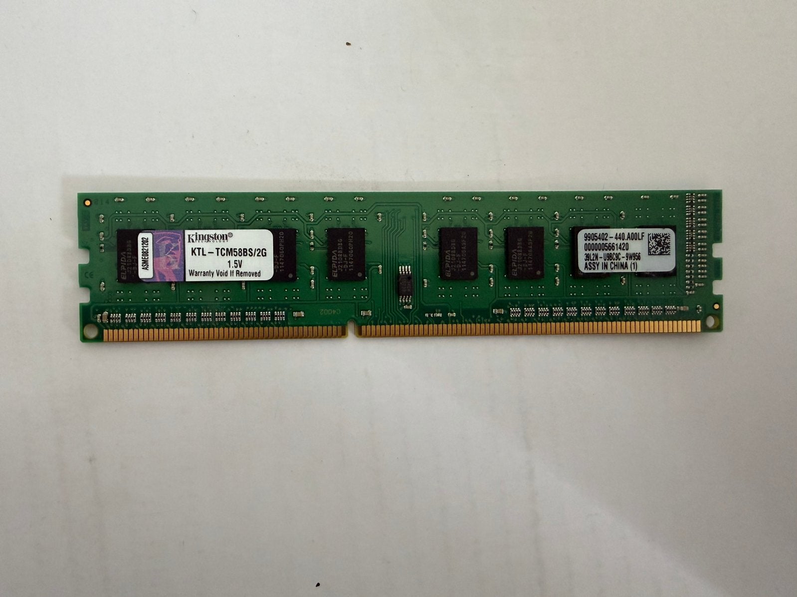 Kingston KTL-TCM58BS/2G 2GB DDR3 RAM, Computers en Software, RAM geheugen, Gebruikt, DDR3, Ophalen of Verzenden, Desktop