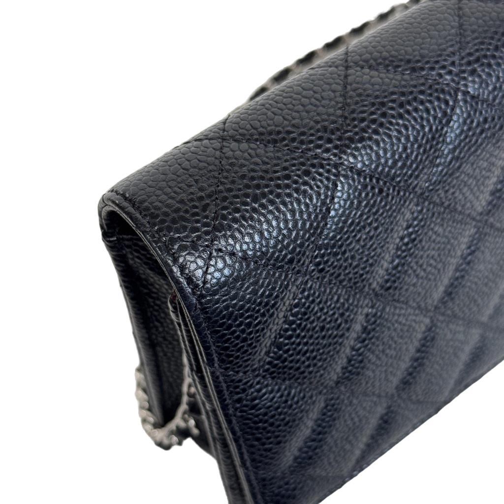 Chanel caviar WOC wallet on chain crossbody zilver silver image 6