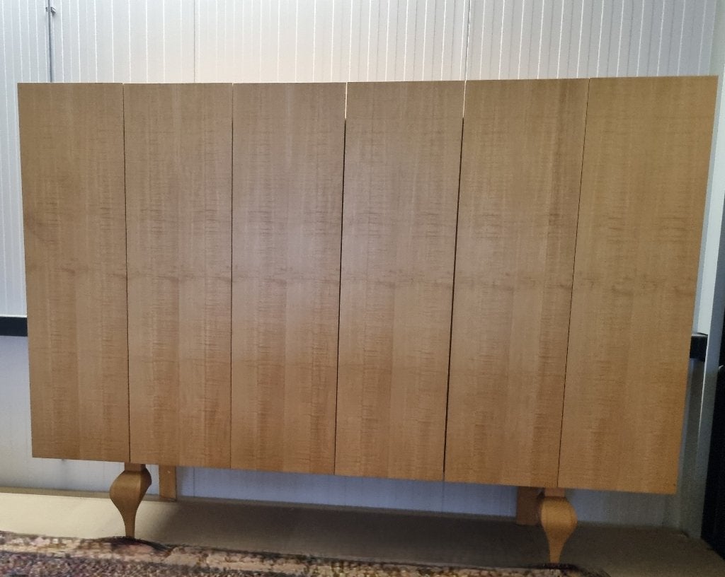 Bijzondere blank houten wandkast design jaren '90, Antiek en Kunst, Ophalen, Hout, 150 cm, Beige