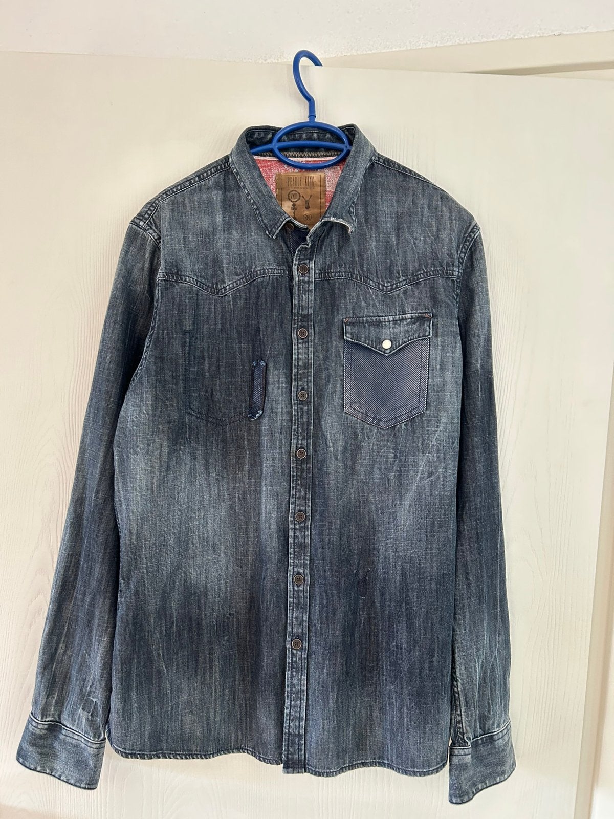 Heren spijkerblouse, Ophalen of Verzenden, Zo goed als nieuw, Blauw, Halswijdte 39/40 (M)