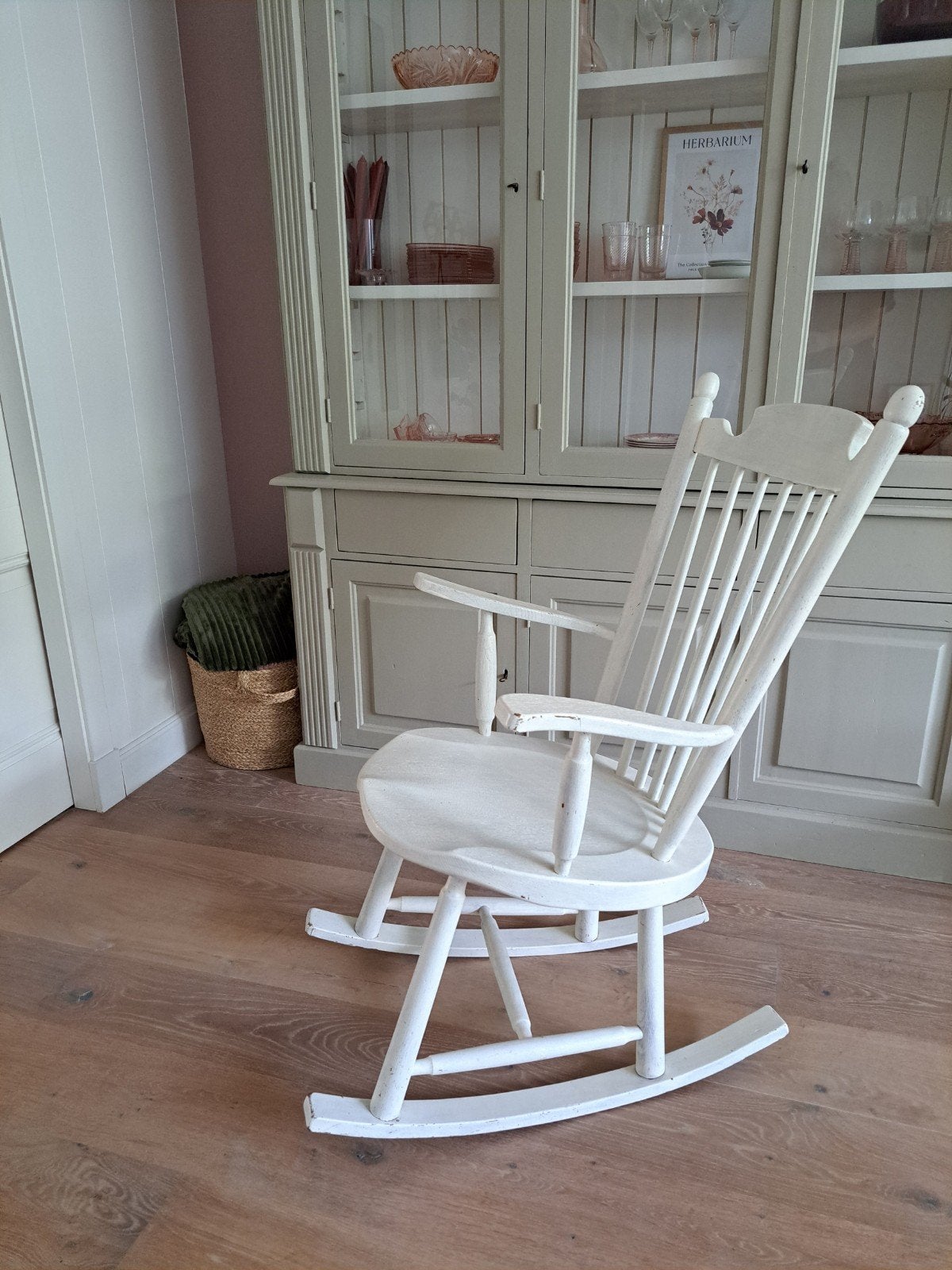 Witte houten schommelstoel, Ophalen, Gebruikt, Wit, Eén