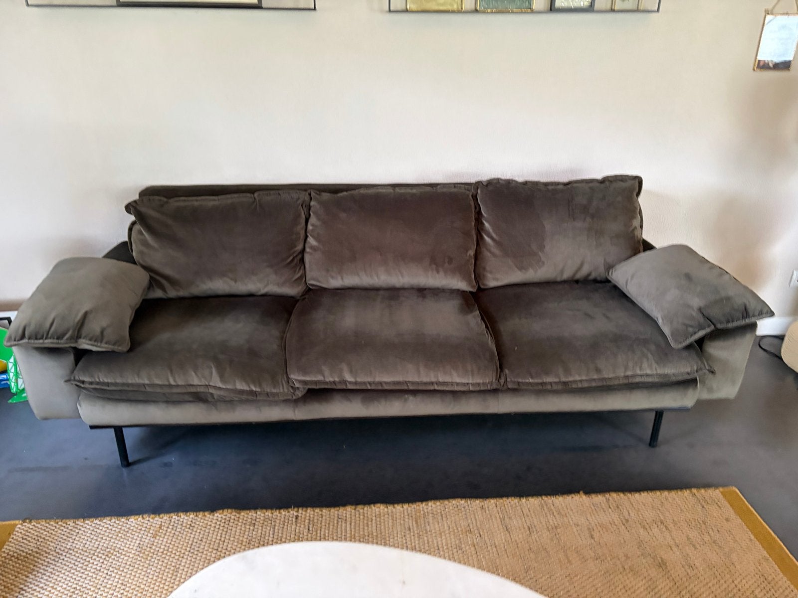 Hkliving Retro Velvet 3-zits bank donkergroen, Ophalen, Gebruikt, Driepersoons, 75 tot 100 cm