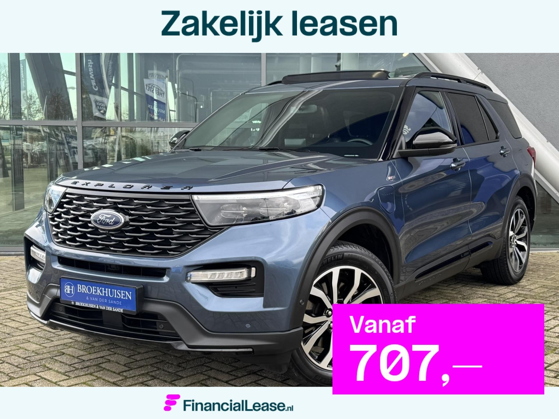 Ford Explorer 3.0 V6 EcoBoost 7 Pers. PHEV ST-Line 457pk Pan, Automaat, Dealer onderhouden, Gebruikt, Zwart