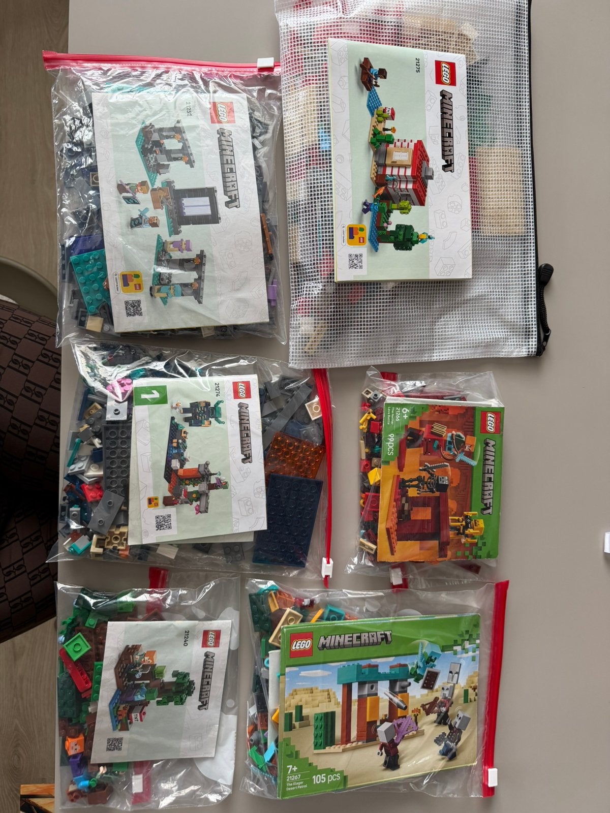 6 LEGO Minecraft sets - winkelwaarde €95 - ook los te koop, Minecraft, Lego, Ophalen of Verzenden, Zo goed als nieuw