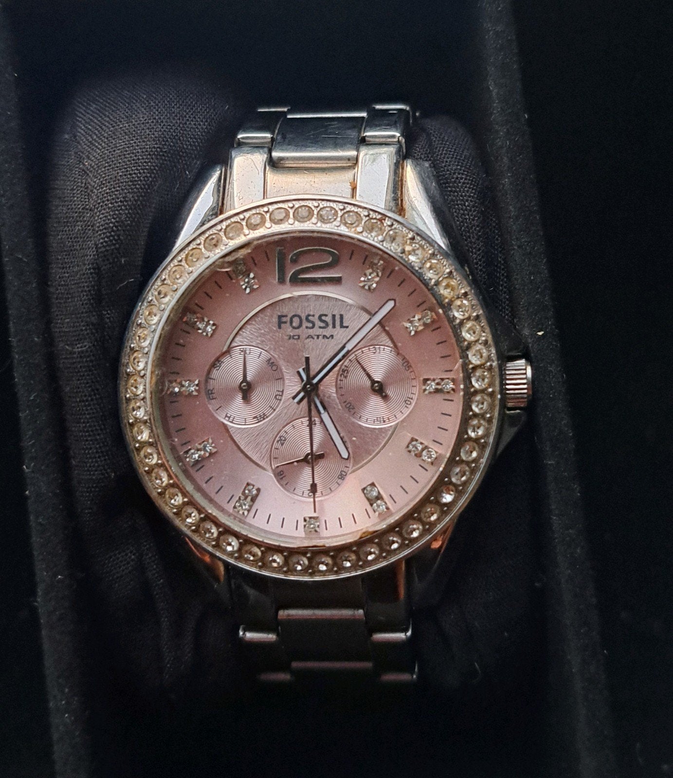Fossil horloge roze, Ophalen, Staal