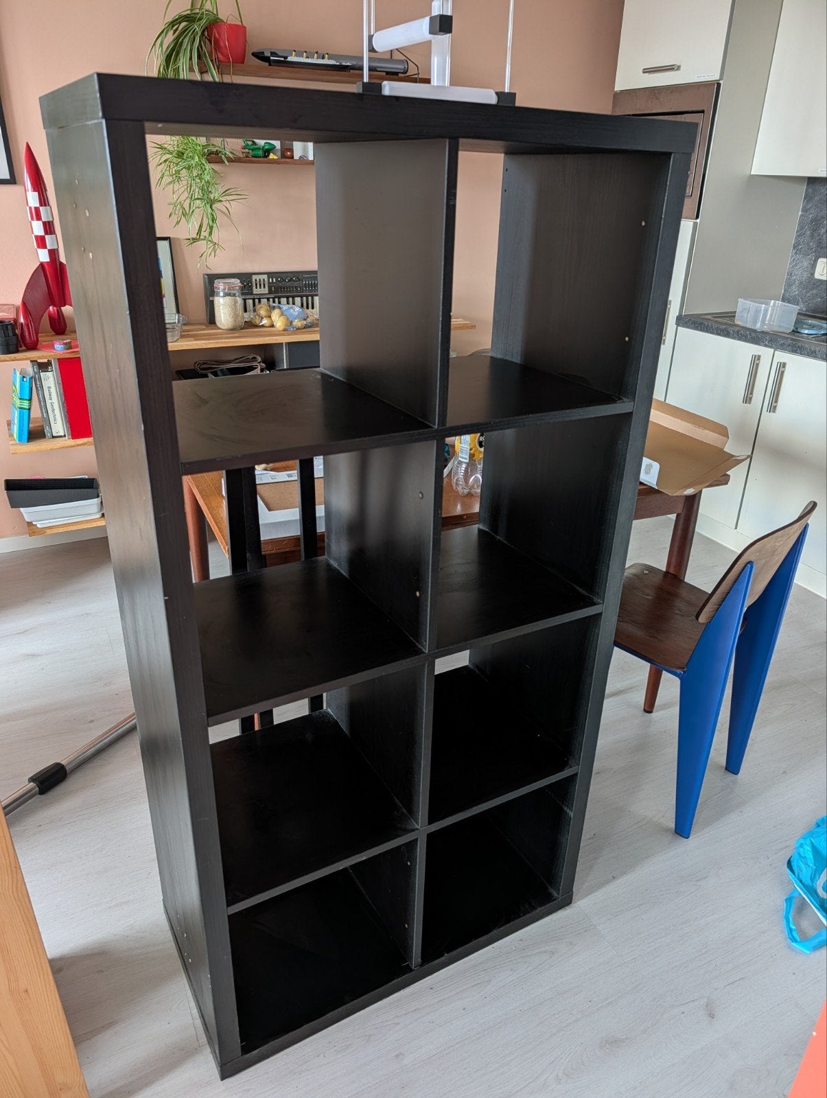 Ikea Kallax Kast - Zwart 4x2 Vakken, Ophalen, Met plank(en), Gebruikt, 100 tot 150 cm