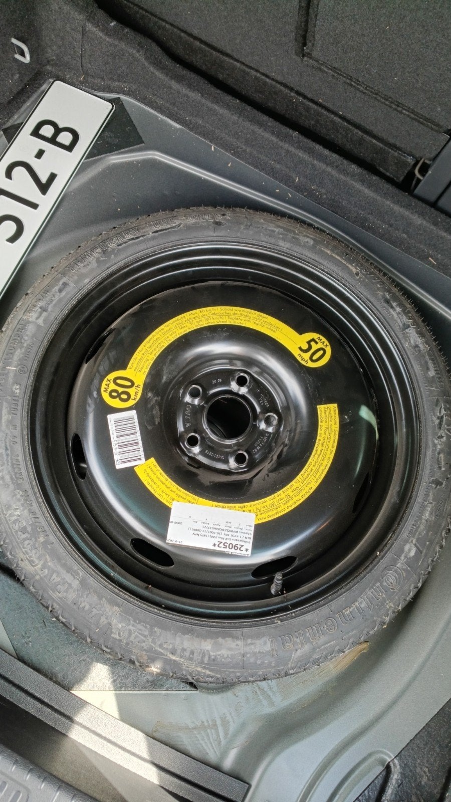 Reservewiel met krik voor VW Golf Plus en SUV's, 18 inch, Gebruikt, Banden en Velgen, Ophalen of Verzenden