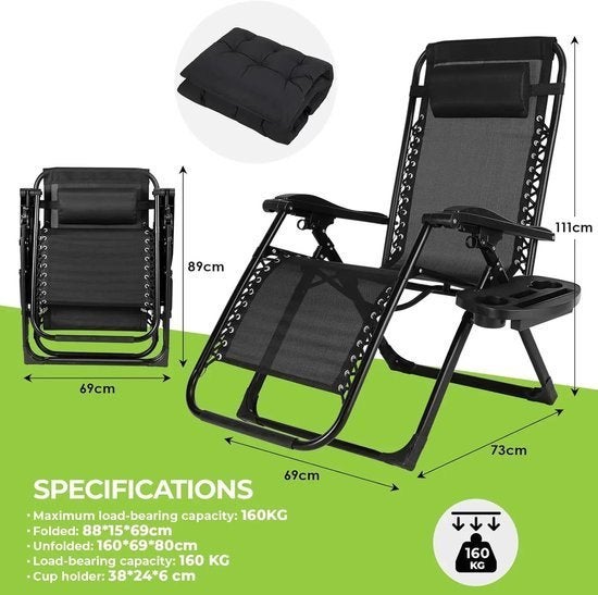 Zero Gravity Ligstoel – Relaxstoel – Tuinstoel, Corvance B.V., Verzenden, Nieuw, Corvancebol@gmail.com