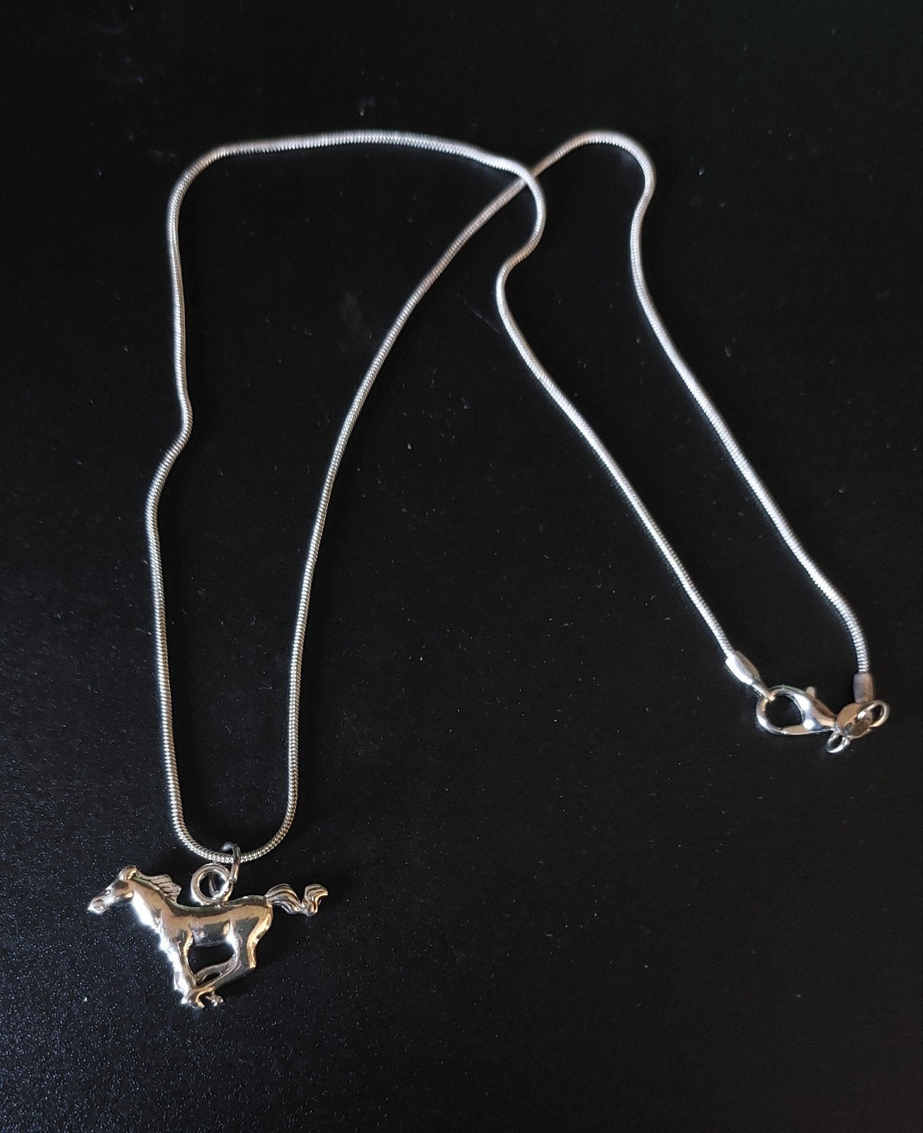Zilverkleurige ketting met paardenhanger, Met hanger, Nieuw, Ophalen of Verzenden, Zilver