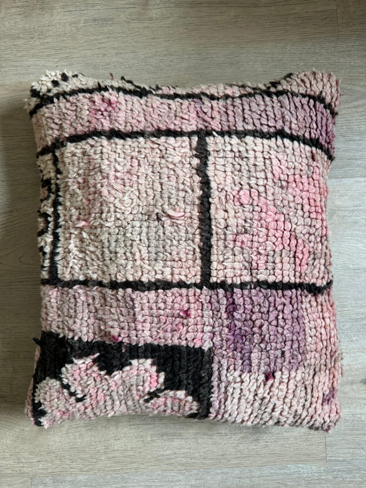 Marokkaans Berberkussen wol 45x50 cm – handgemaakt, Huis en Inrichting, Ophalen of Verzenden, Zo goed als nieuw, Vierkant, Sierkussen