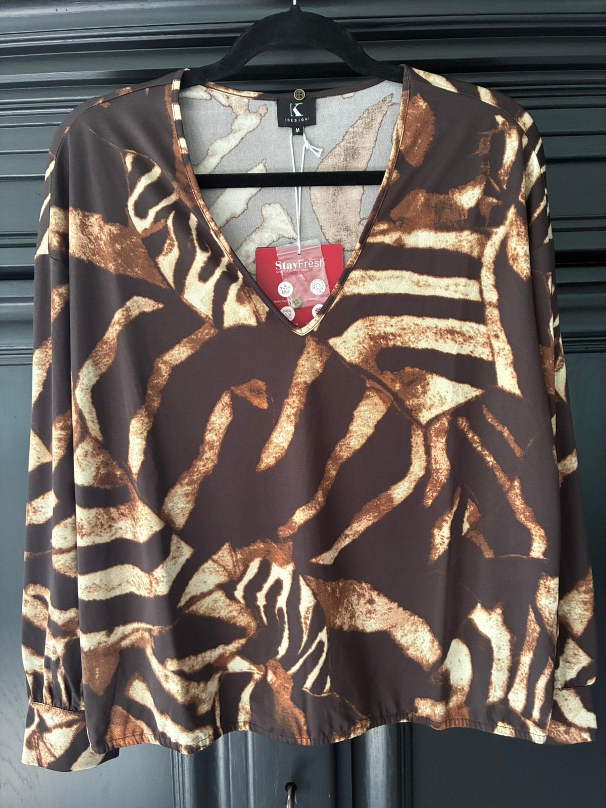 Stijlvolle najaar K-Design shirt / blouse M, Verzenden, Nieuw, Maat 38/40 (M), Bruin