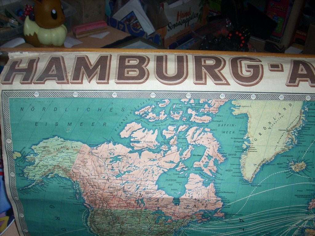 Hamburg-Amerika Linie wandkaart - rond 1926/1930 - HAPAG -, Ophalen
